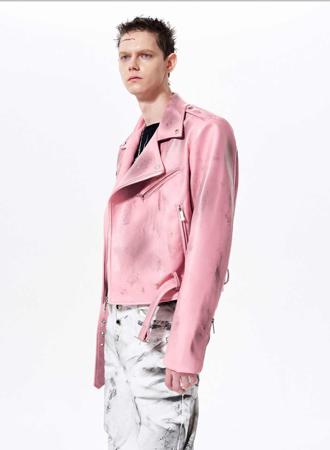 Hand-Painted Faux Leather Motorcycle Jacket | The Korean Fashion