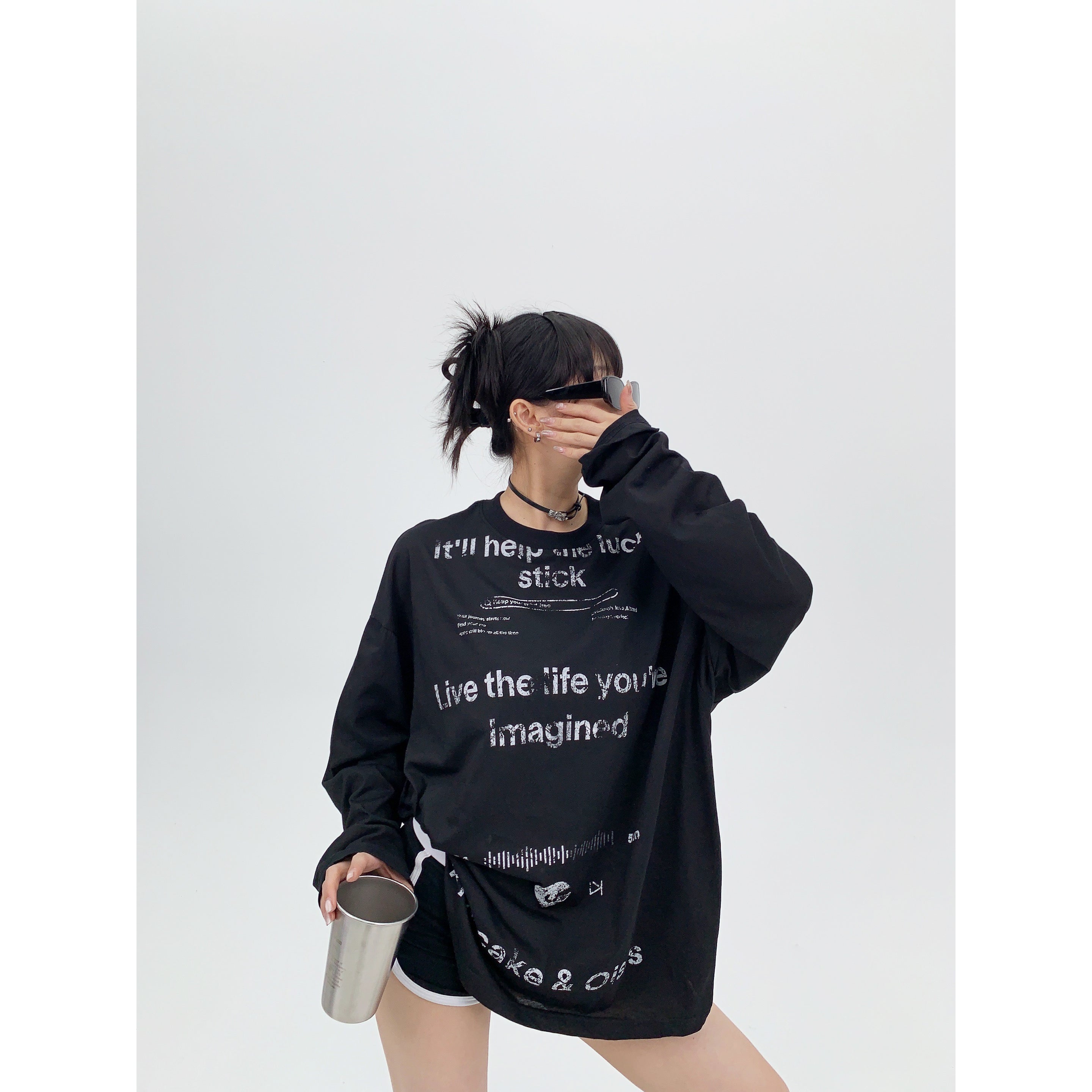 Long Sleeve Graphic Turtleneck Top | The Korean Fashion