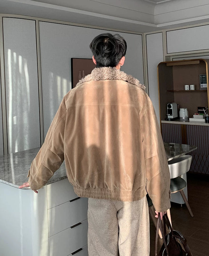 スエードボア襟中綿ジャケット | The Korean Fashion