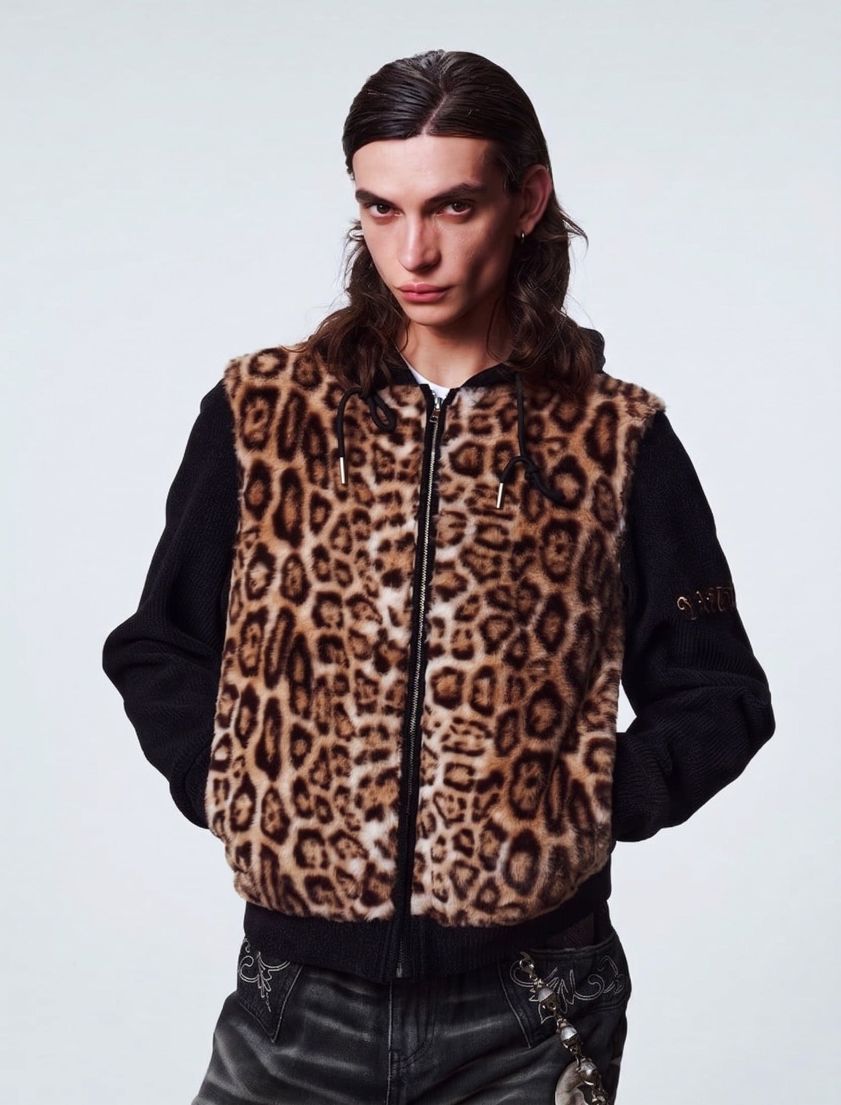 Faux Leopard Fur Zip Hoodie | The Korean Fashion