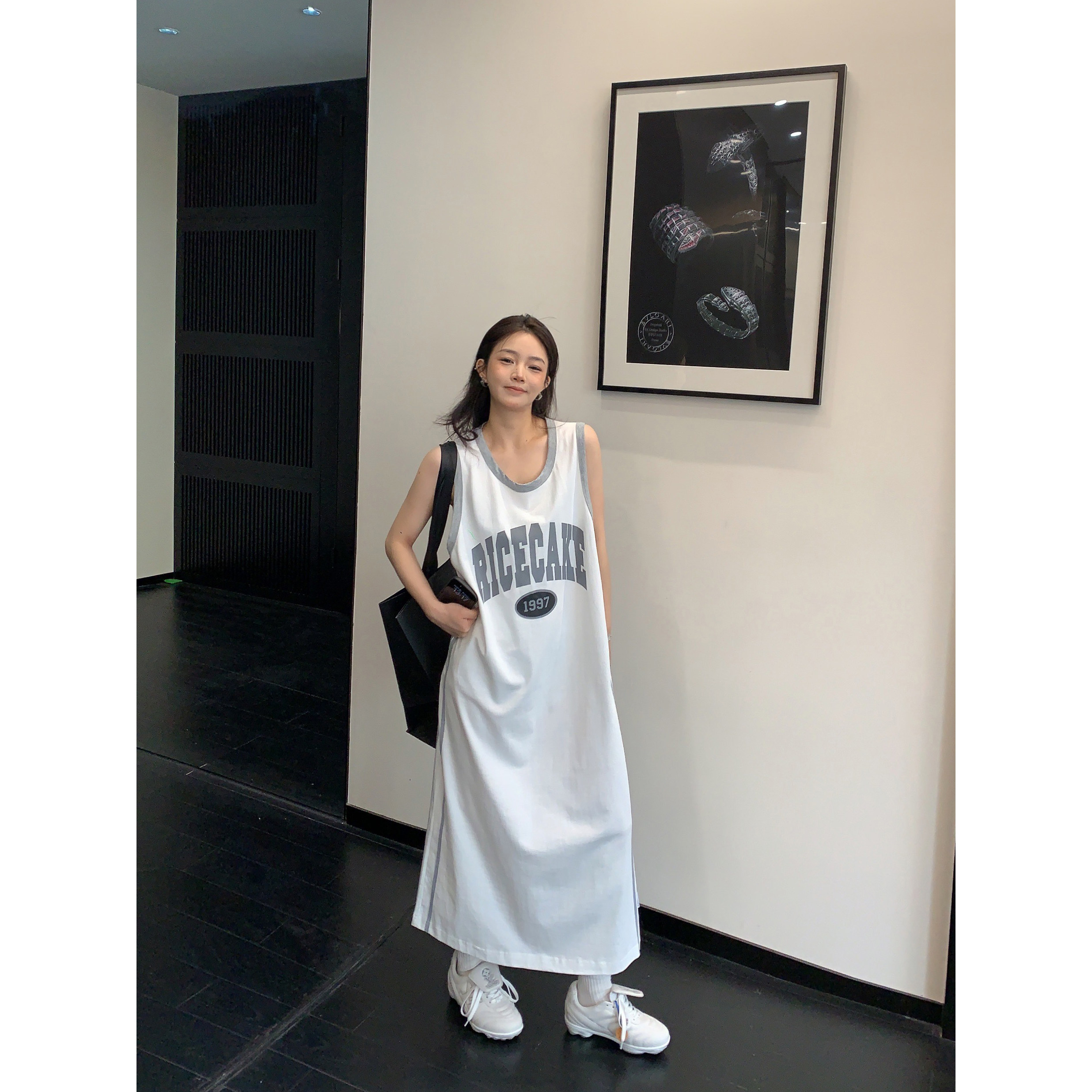 Basketball Jersey Midi Tank Dress — White / M