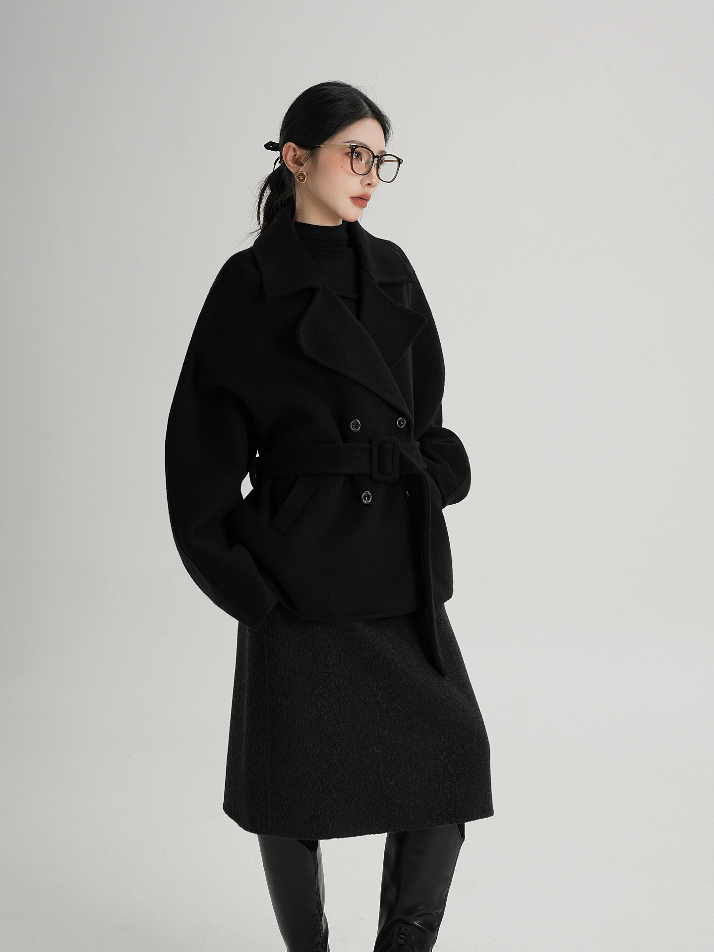 Oversized Stand Collar Bouclé Padded Jacket | The Korean Fashion