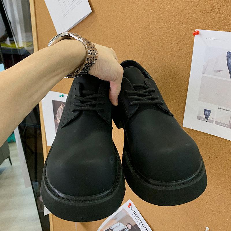Black Square Head Platform Derby Shoes | The Korean Fashion