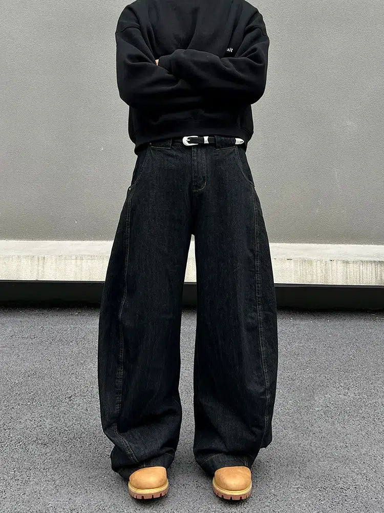 Black Wide-Leg Denim Pants | The Korean Fashion