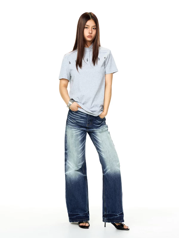 Vintage Washed Flared Jeans | The Korean Fashion
