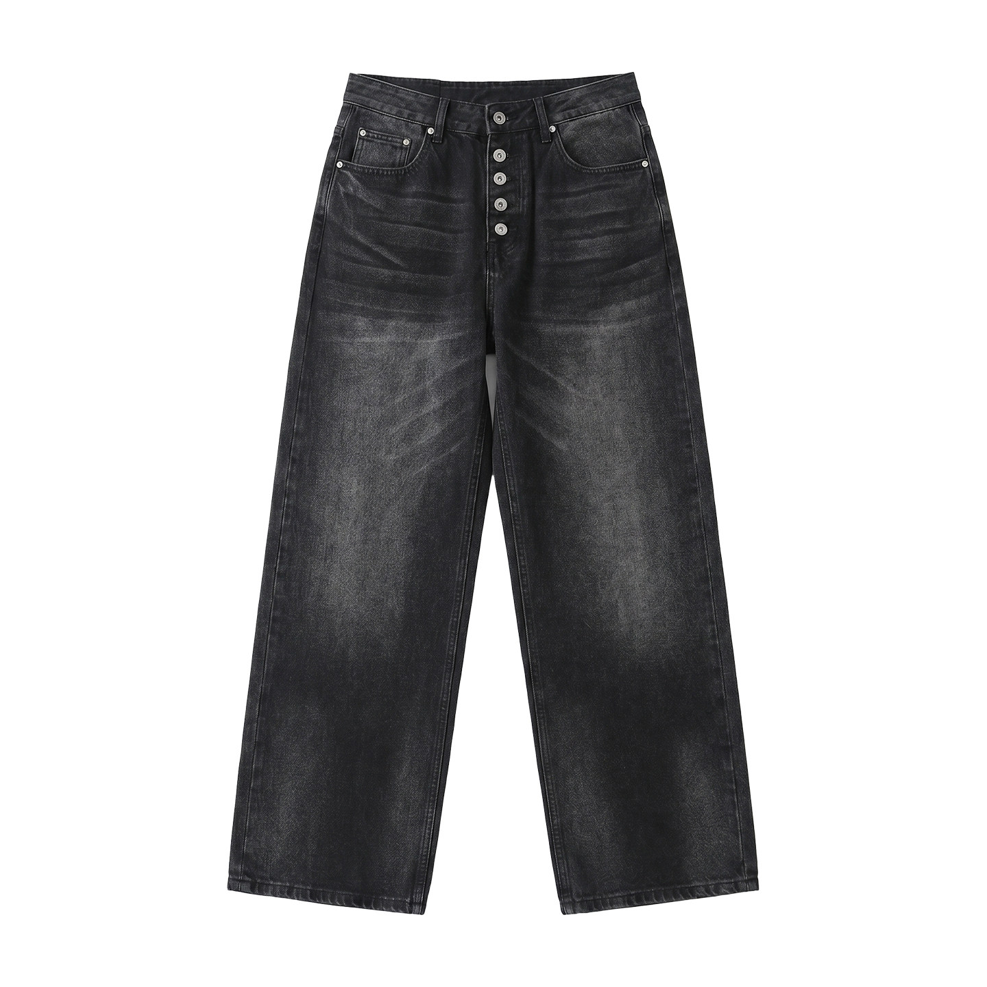 Button Fly Wide-Leg Jeans | The Korean Fashion