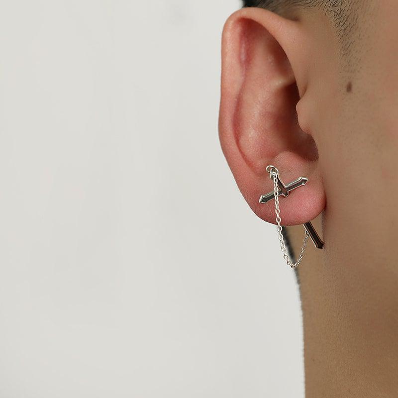 S925 Silver Cross Chain Earrings | The Korean Fashion