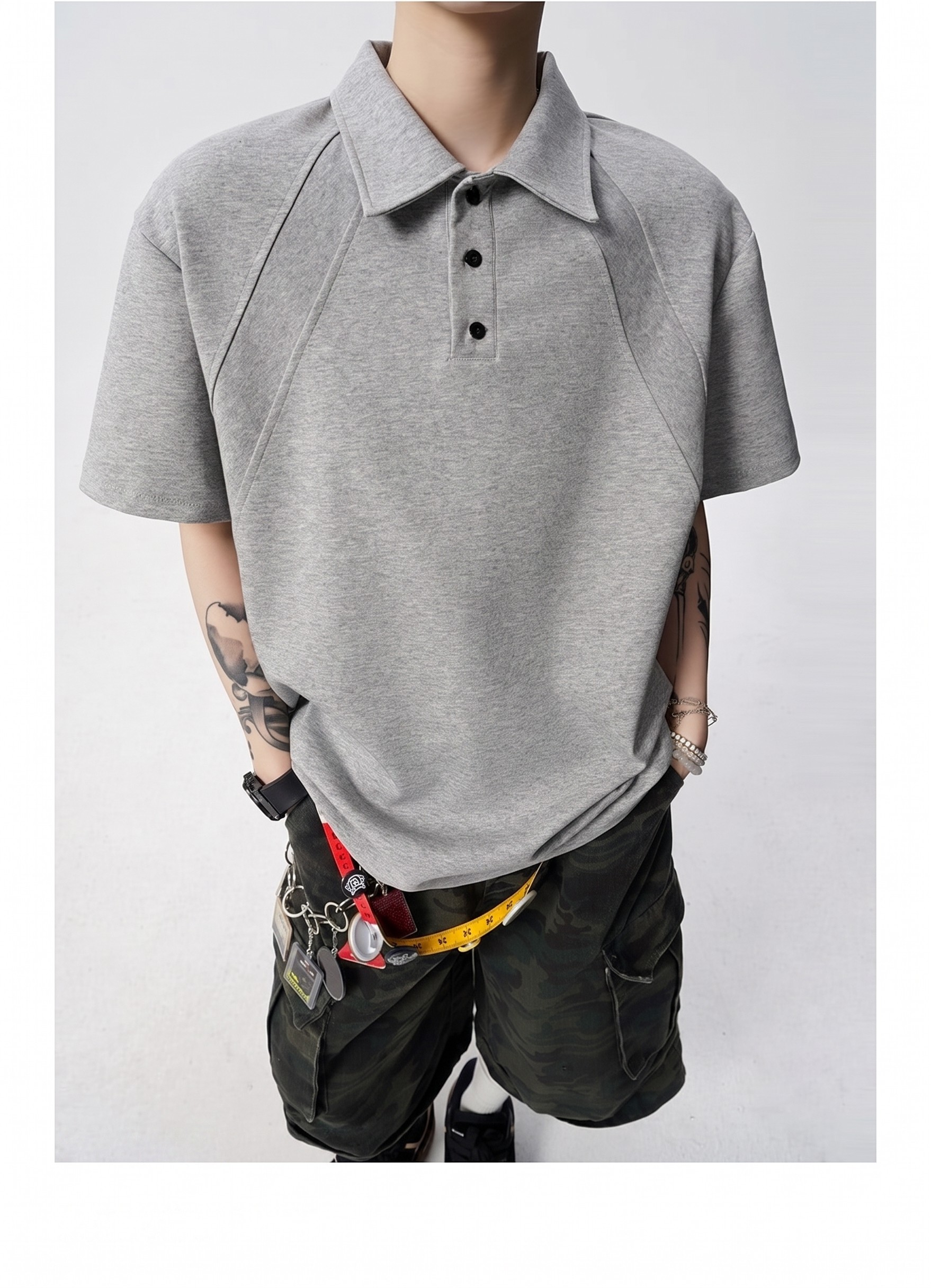 Deconstructed Panel Polo Shirt | The Korean Fashion