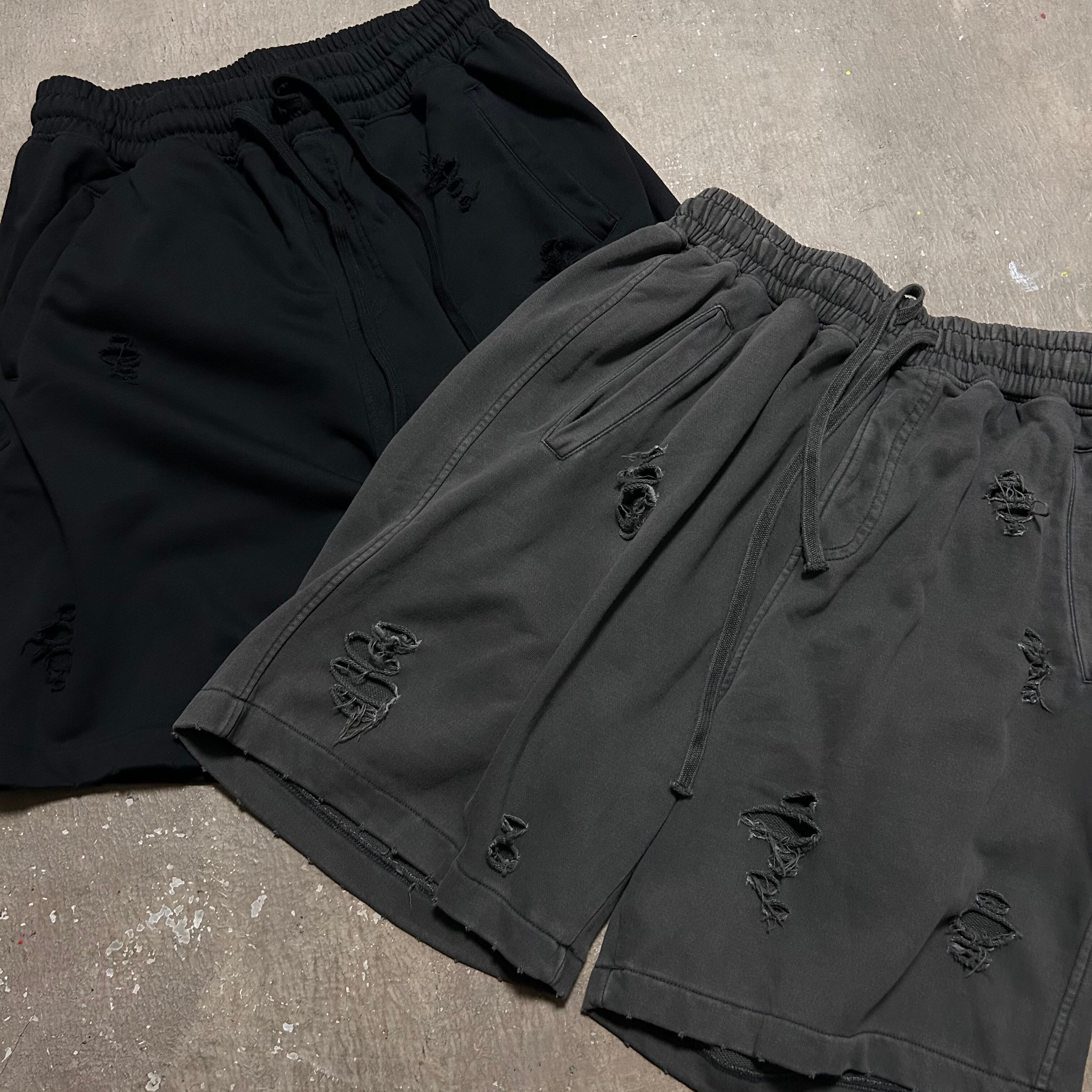 Distressed French Terry Drawstring Shorts | The Korean Fashion
