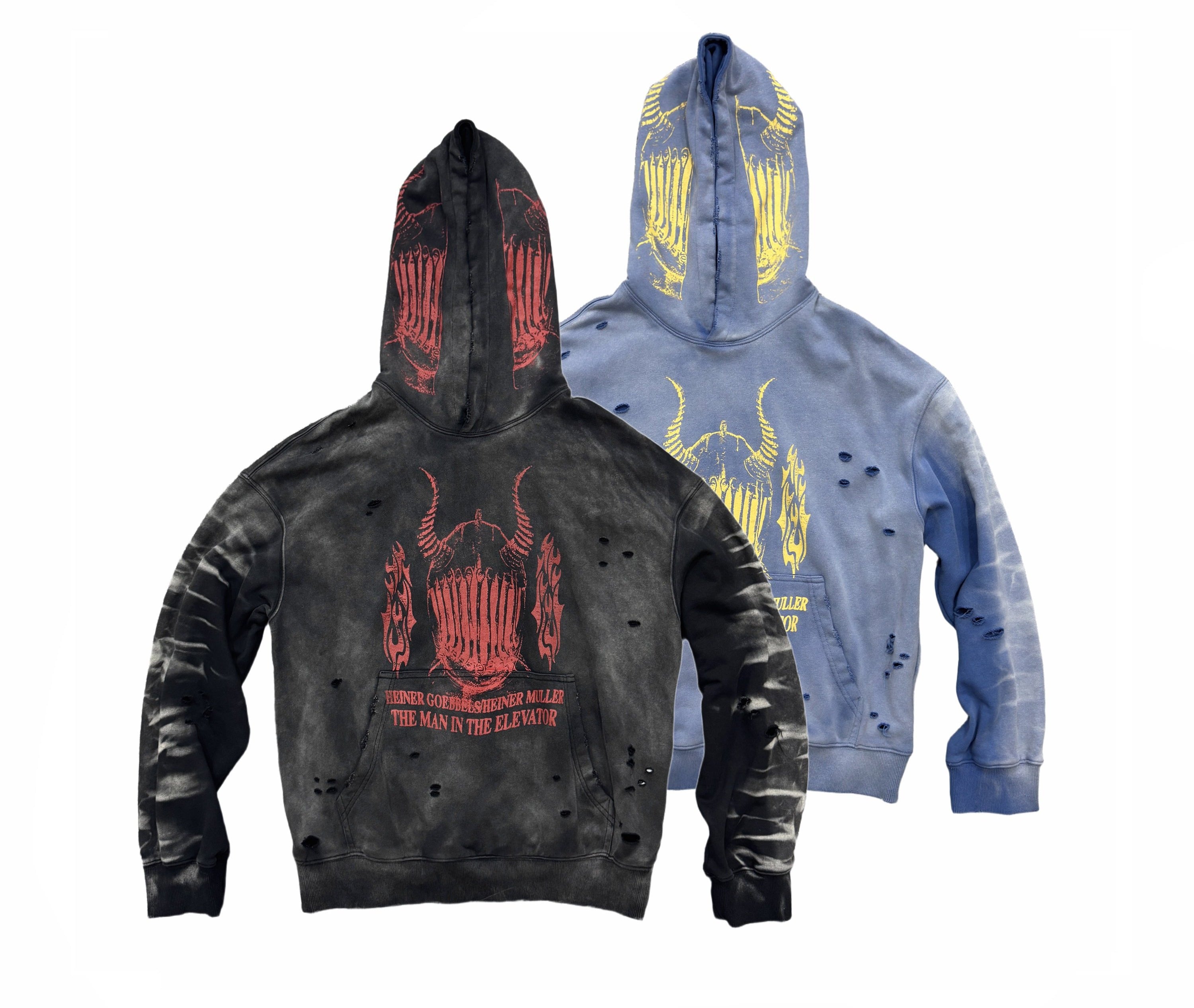 Distressed Graphic Drop Shoulder Hoodie | Korean Fashion