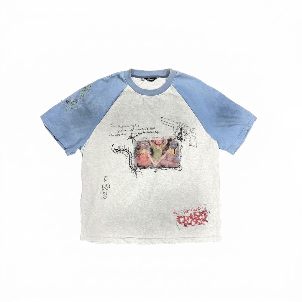 Distressed Graphic Raglan T-Shirt | The Korean Fashion