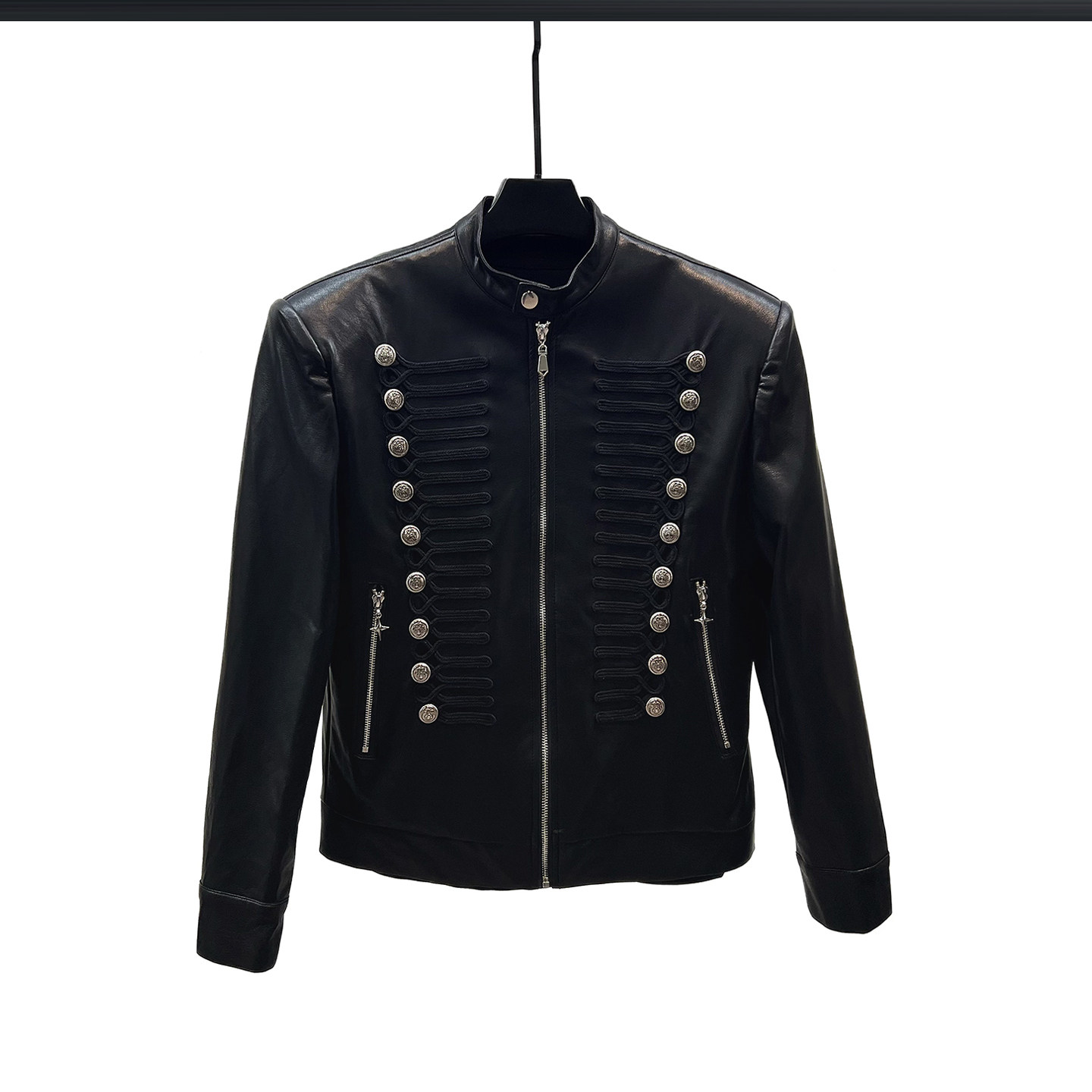 Double-Breasted Faux Leather Jacket | The Korean Fashion