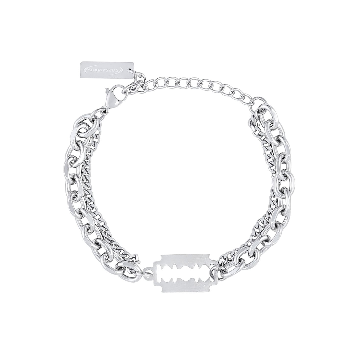 Double Layer Razor Blade Chain Bracelet | The Korean Fashion