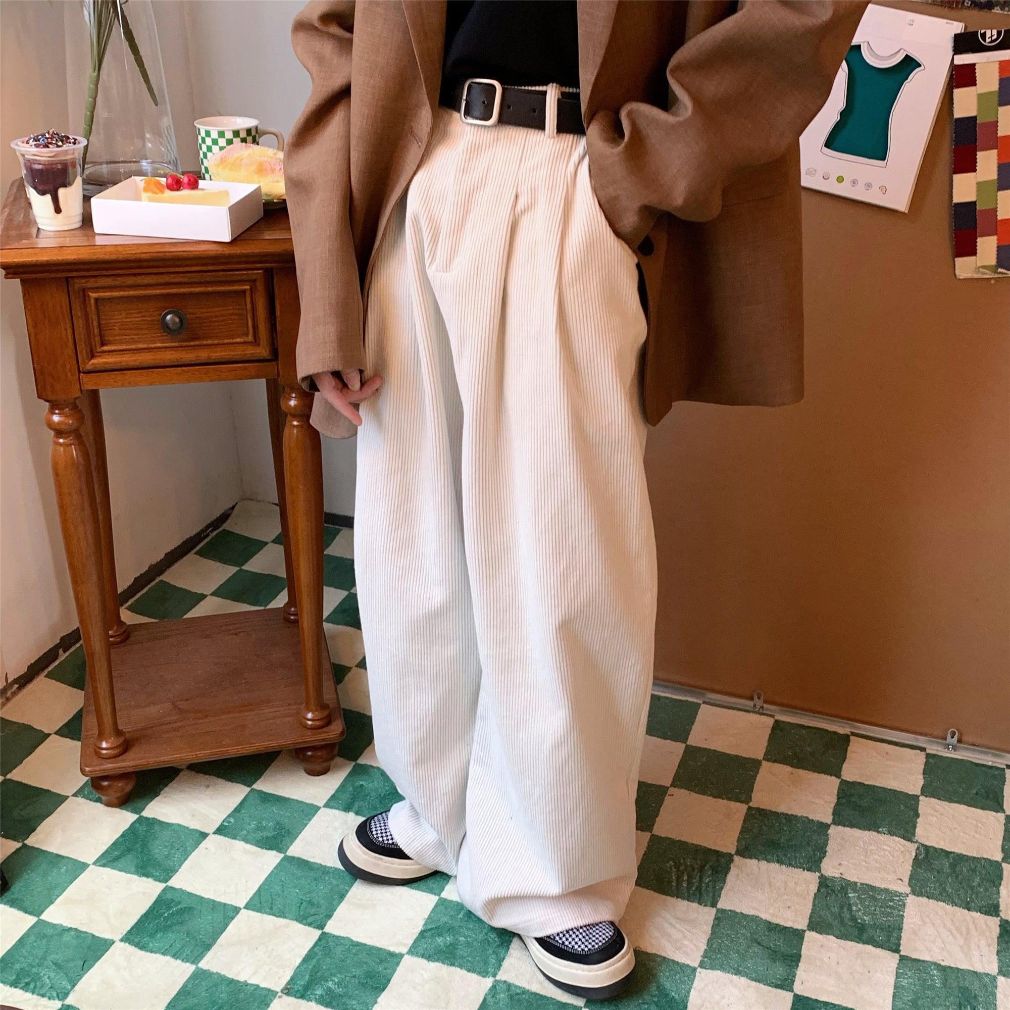 Elastic Waist Wide-Leg Velvet Pants | The Korean Fashion | The 