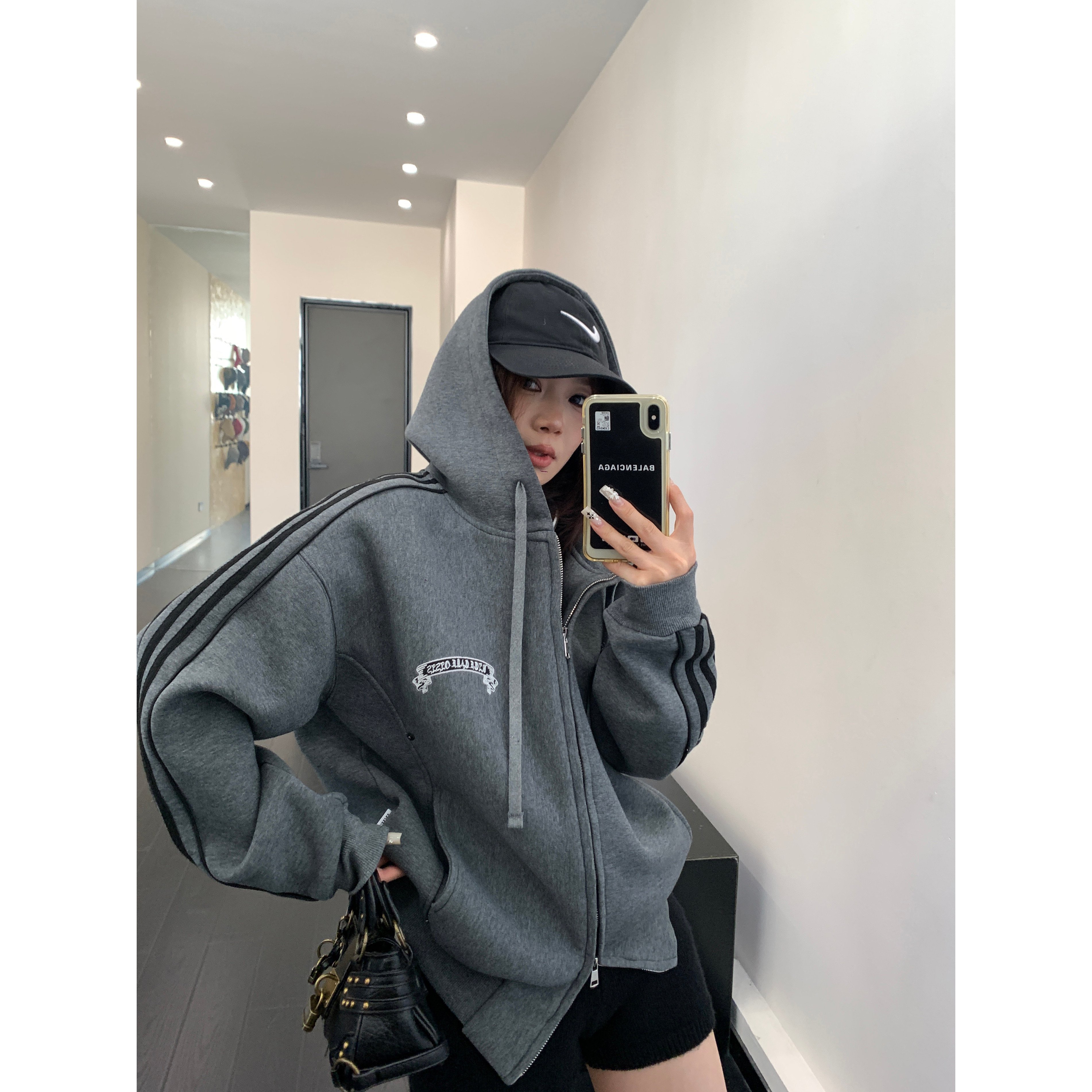 Embroidered Striped Zip-Up Hooded Jacket | The Korean Fashion