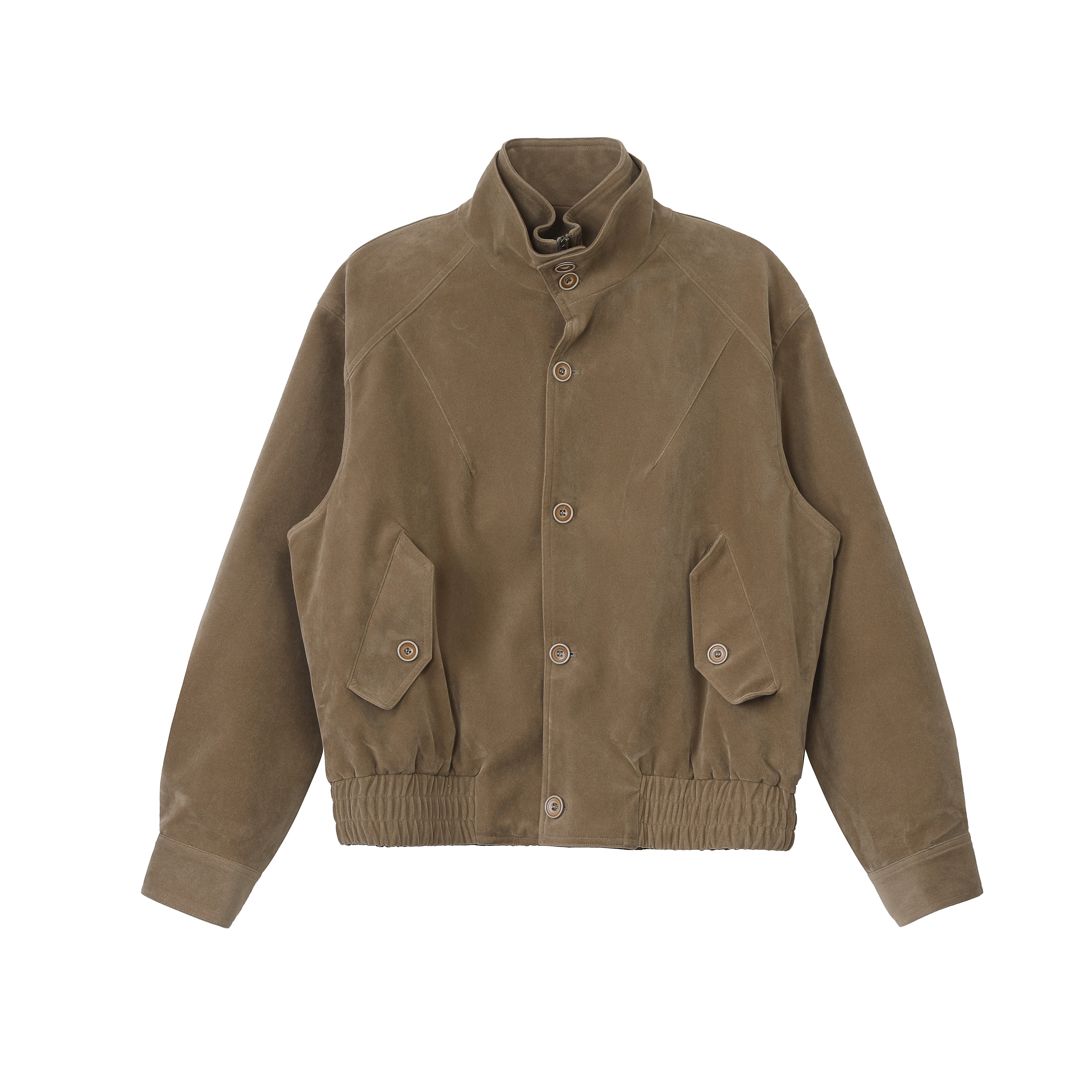 Faux Suede Mock Neck Zip Jacket | The Korean Fashion