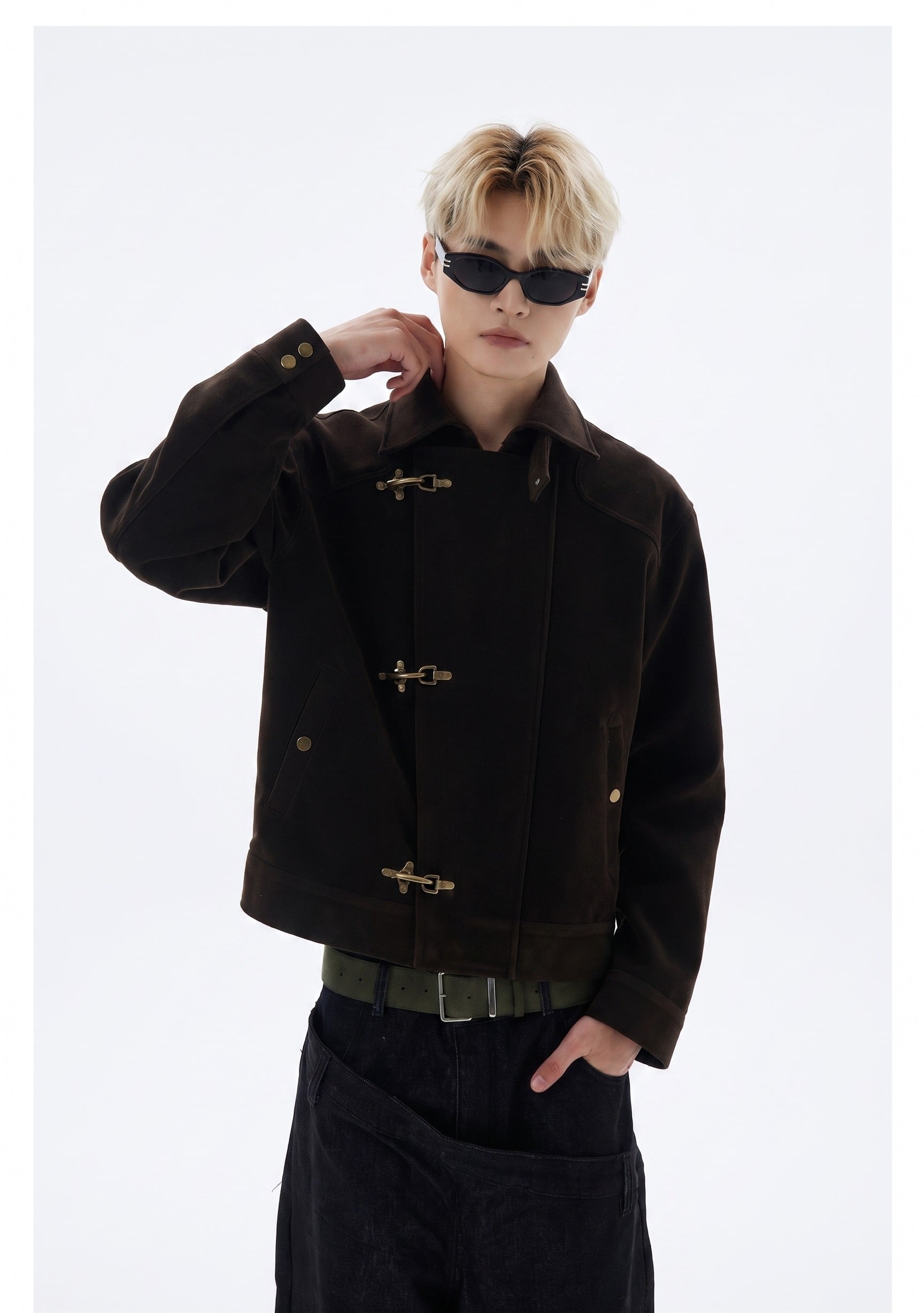 Suede Toggle Button Jacket | Retro Korean Streetwear