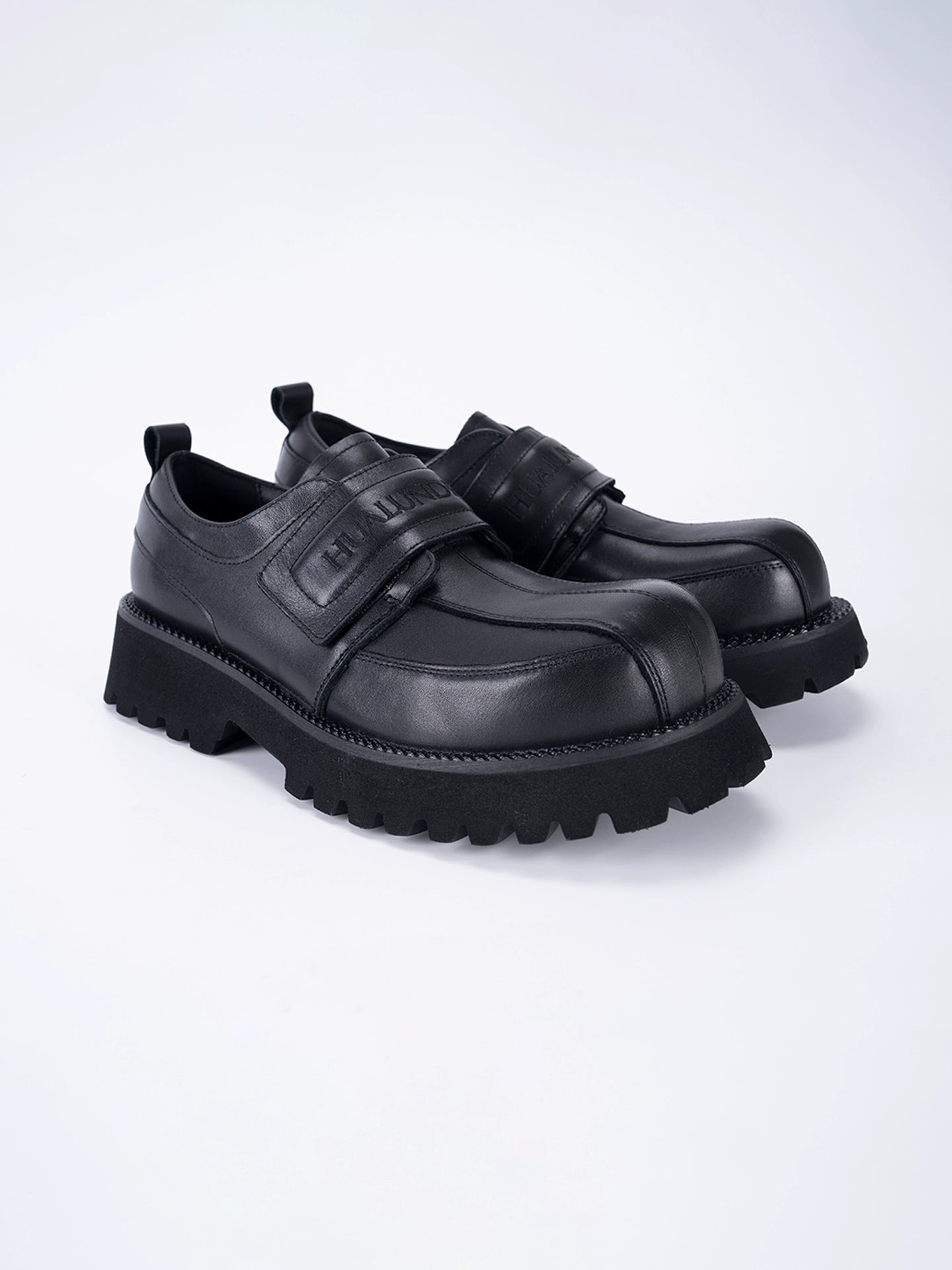 Velcro Leather Thick-Soled Shoes | The Korean Fashion