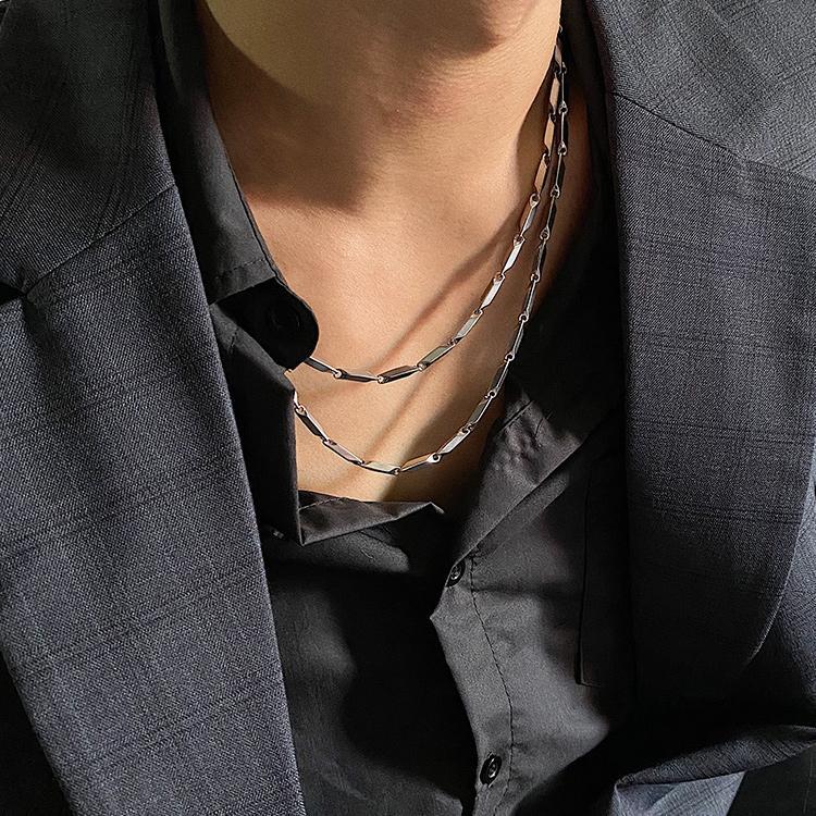 Seeds Style Silver Layered Chain Necklace | The Korean Fashion