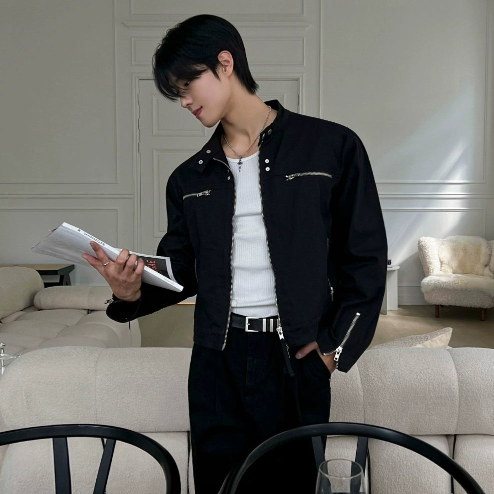 Functional Stand-Up Collar Short Jacket | The Korean Fashion