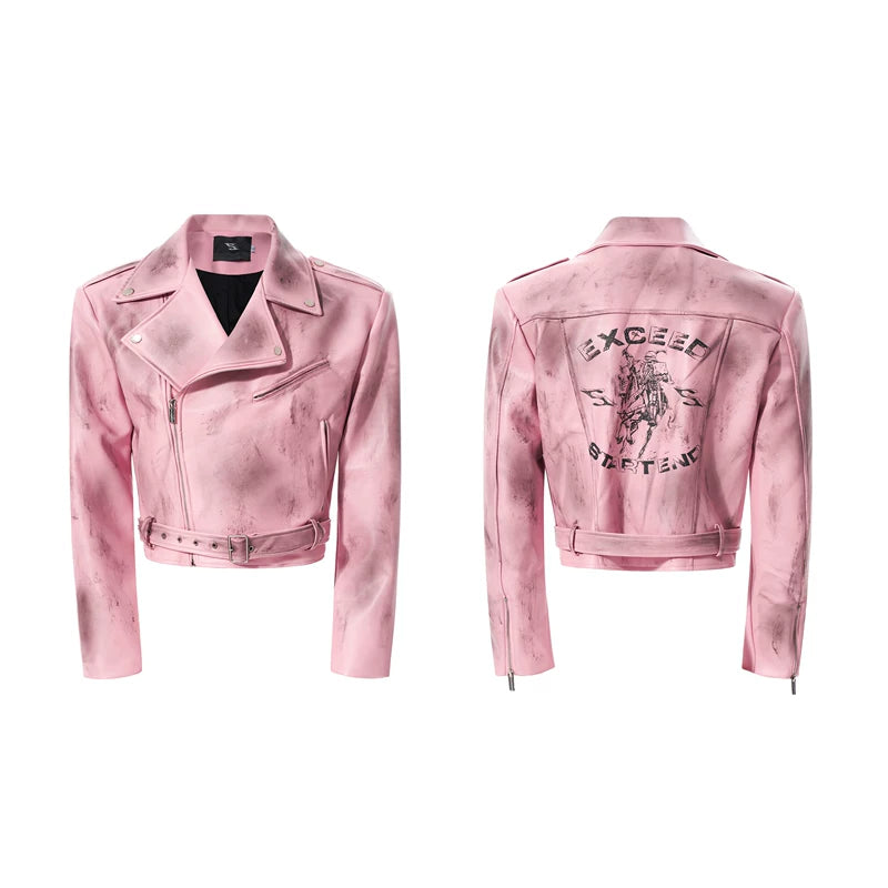 Hand-Painted Faux Leather Motorcycle Jacket | The Korean Fashion