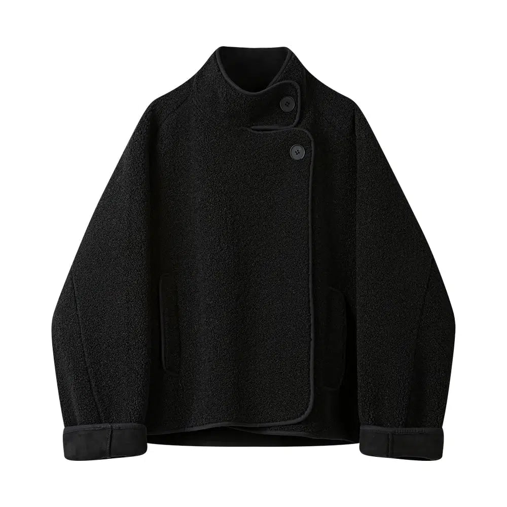 Wool Blend Asymmetrical Coat | The Korean Fashion