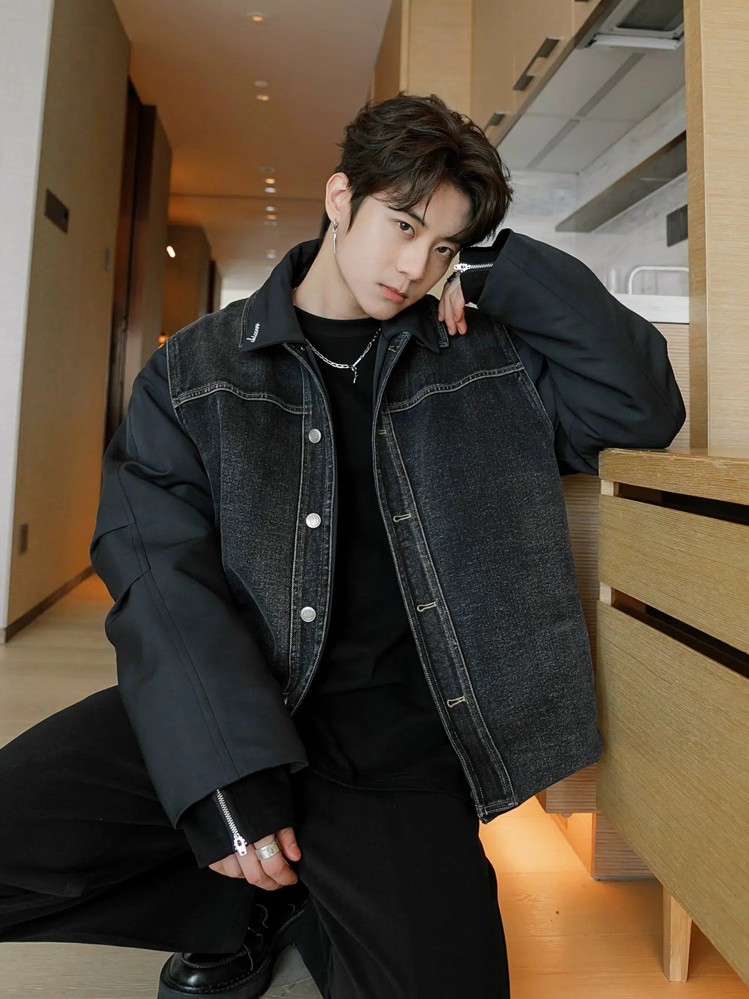 Insulated Two-piece Denim Hybrid Jacket | The Korean Fashion