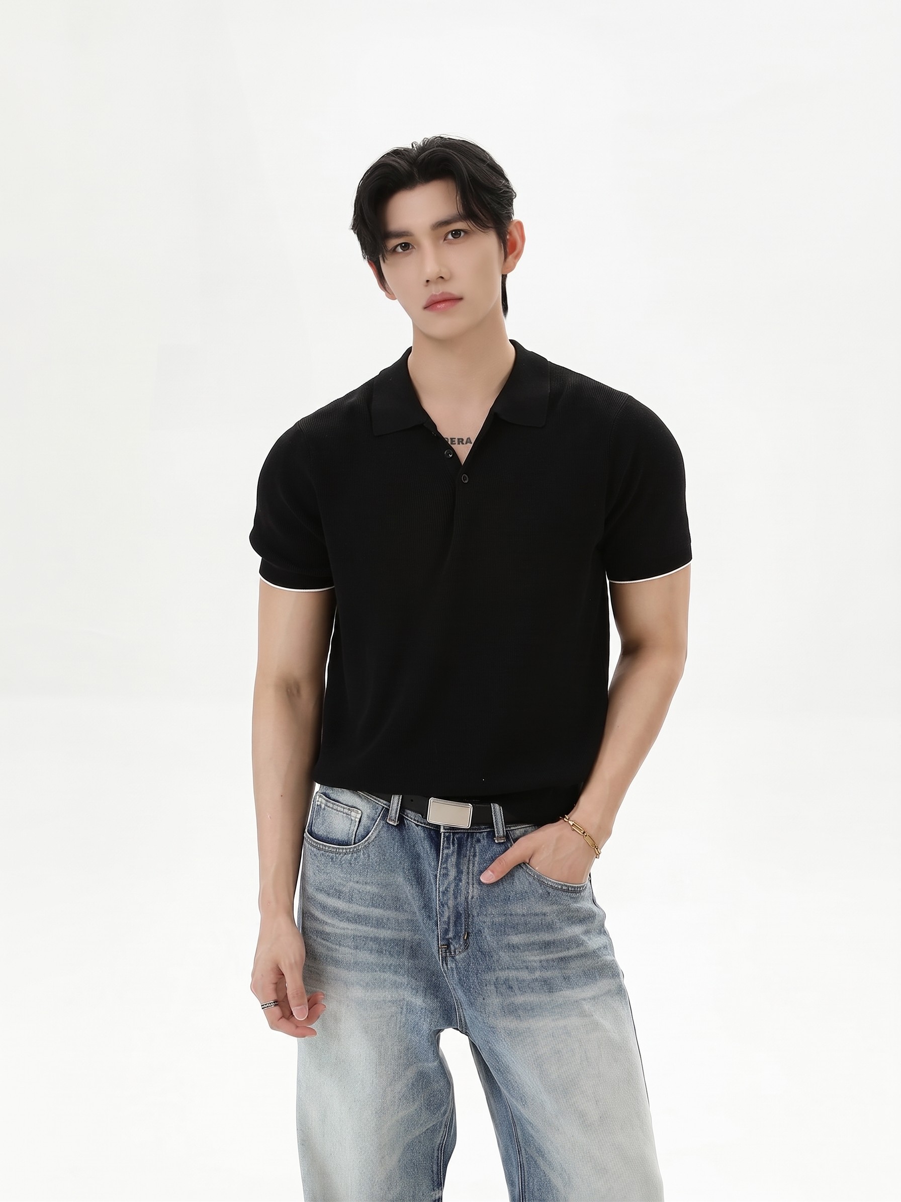 ニット リブ編み ポロシャツ | The Korean Fashion | The Korean Fashion