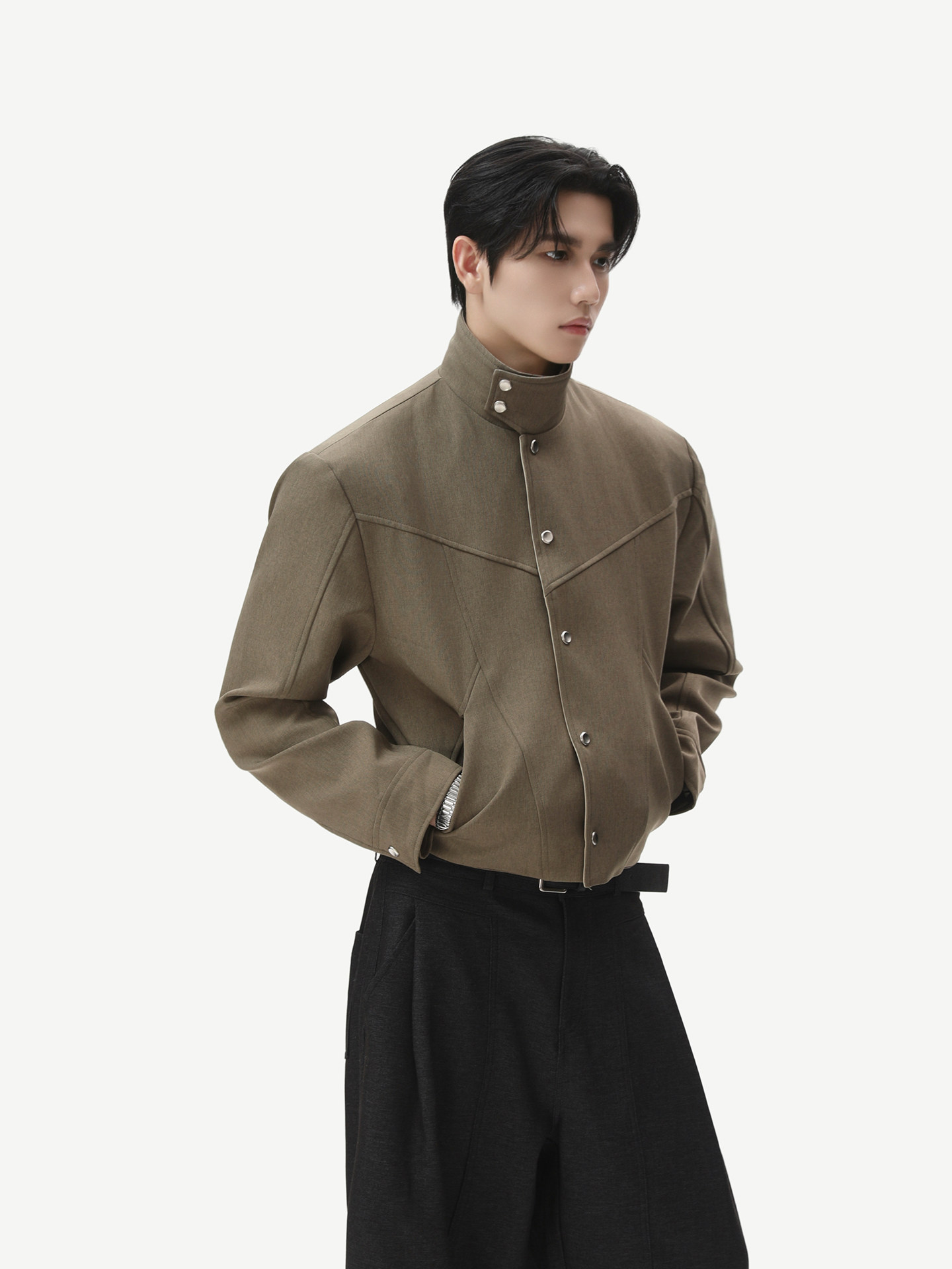 Layered Lapel Cropped Jacket | The Korean Fashion