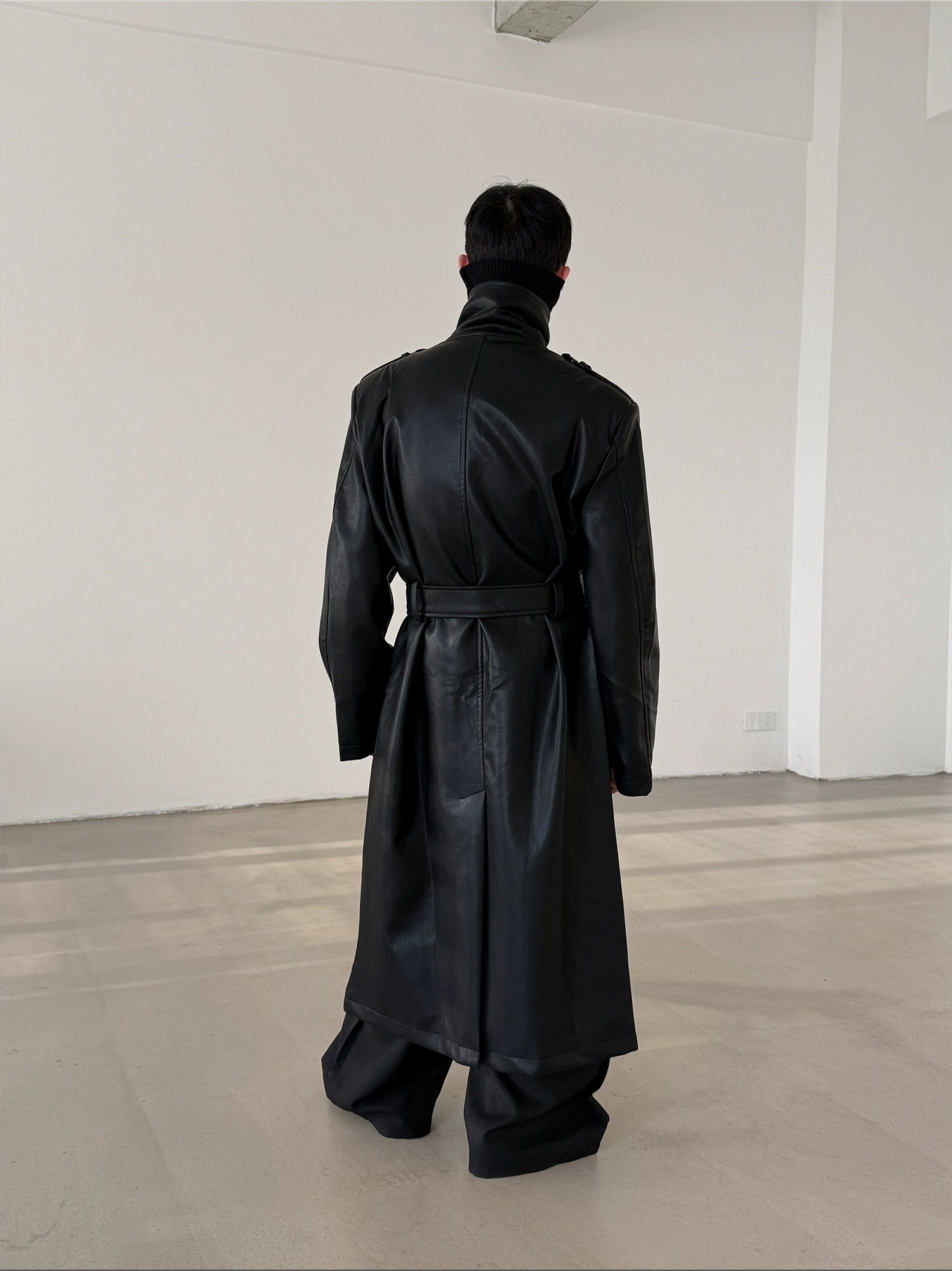 jinsim 韓国 / Mail high-neck trench leather-high-neck-trench-coat-