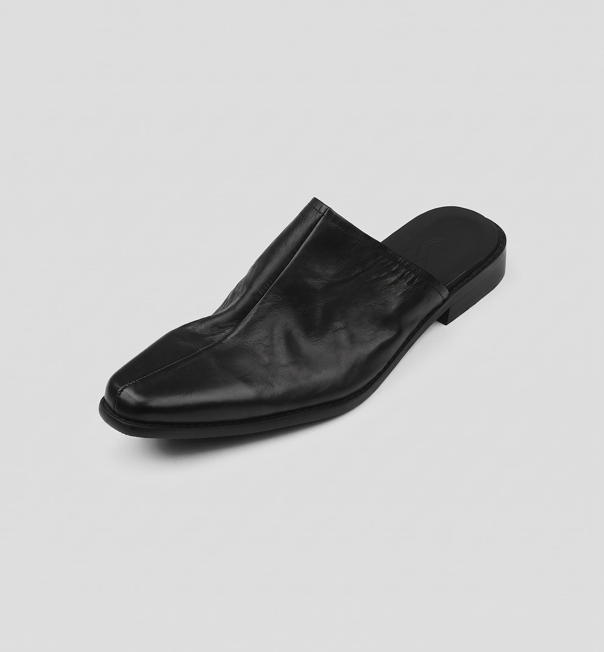 Leather Mule Slippers with Square Toe | The Korean Fashion