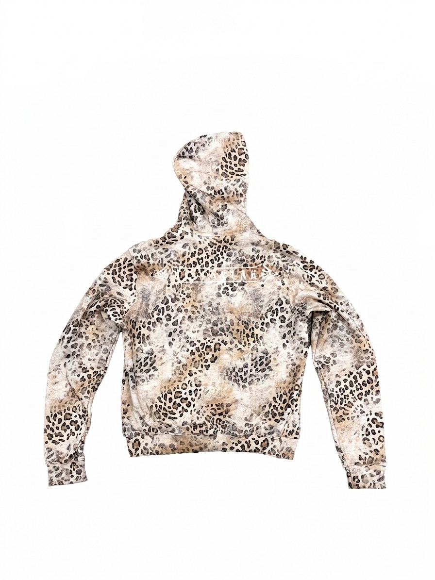Leopard Print Distressed Zip-Up Hoodie | The Korean Fashion