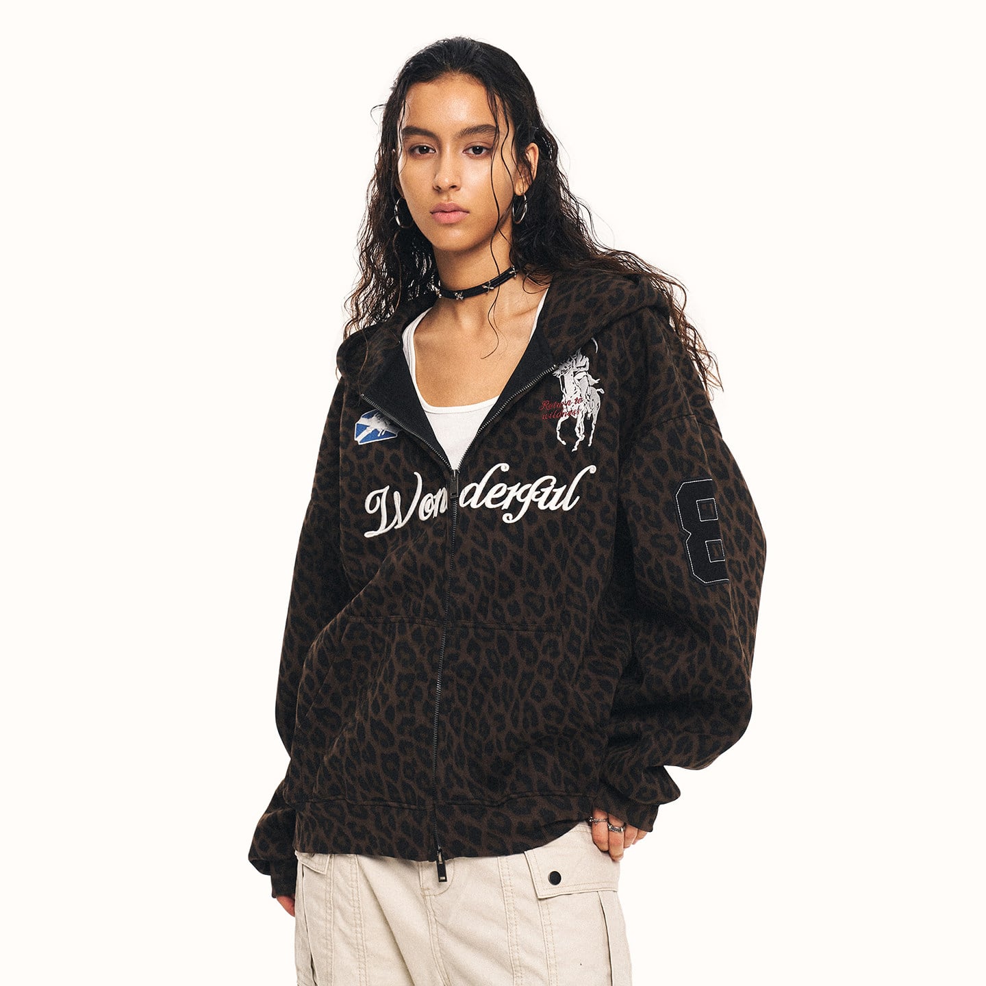 Leopard Print Zip-Up Hooded Jacket | The Korean Fashion