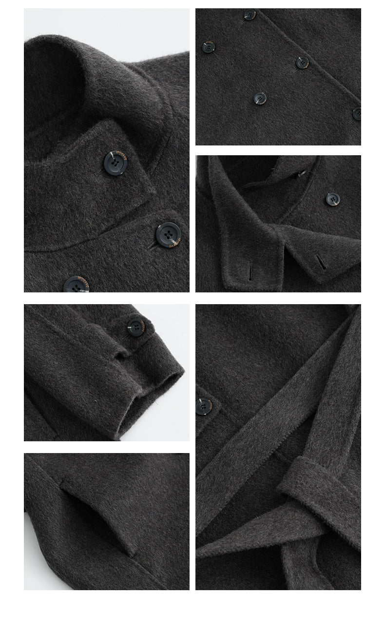 Long Wool Stand Collar Belted Coat | The Korean Fashion