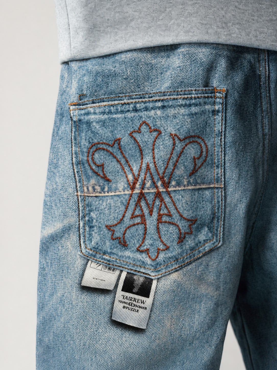 Loose Fit Printed Jeans Pants with Keychain | The Korean Fashion