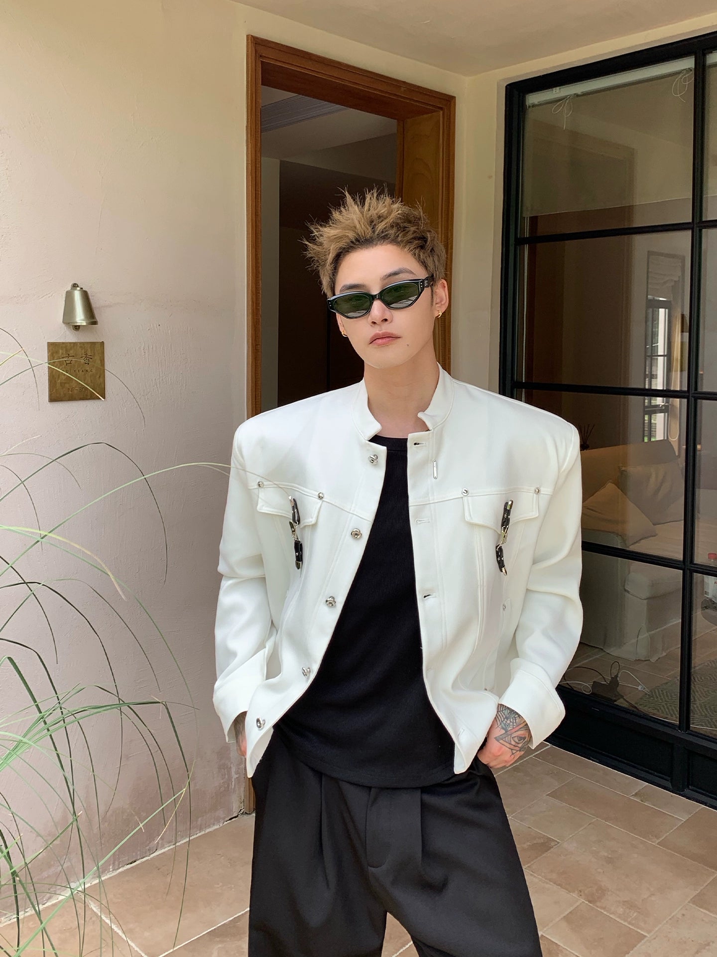 Metal Buckle Workwear Short Jacket | The Korean Fashion