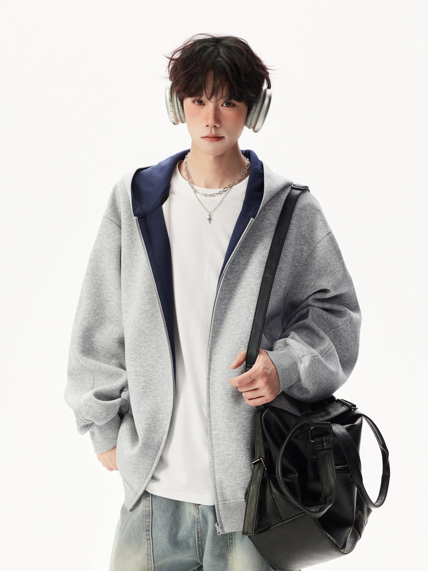 Oversized Heavyweight Zip-Up Hooded Sweatshirt