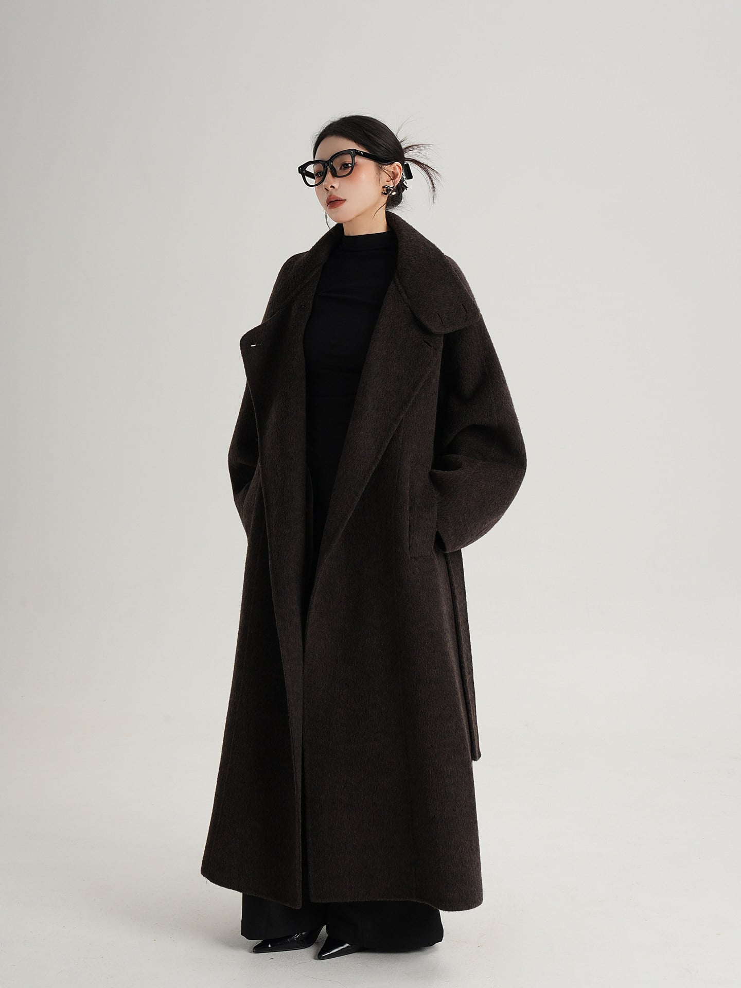 oversized-stand-collar-belted-