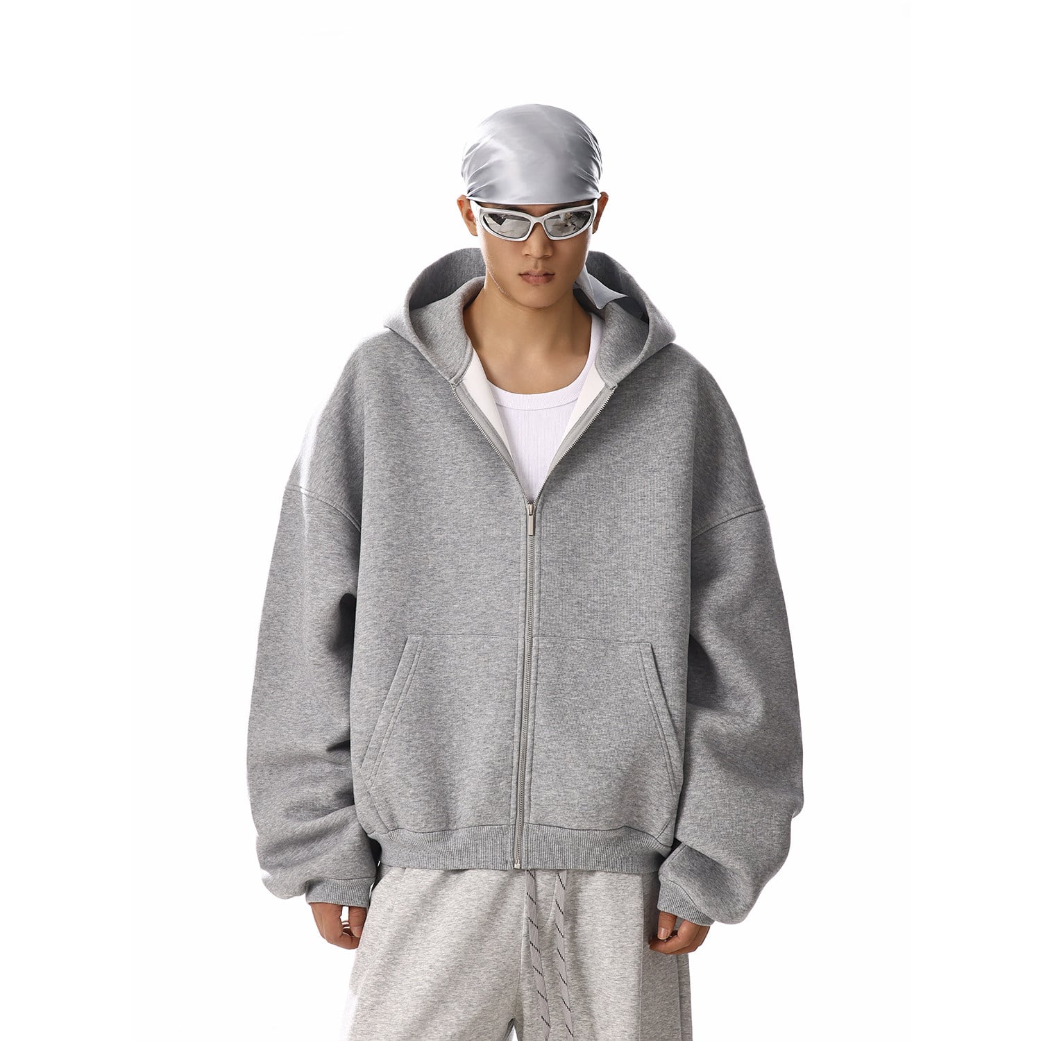 Oversized Zip-Up Hooded Jacket | The Korean Fashion