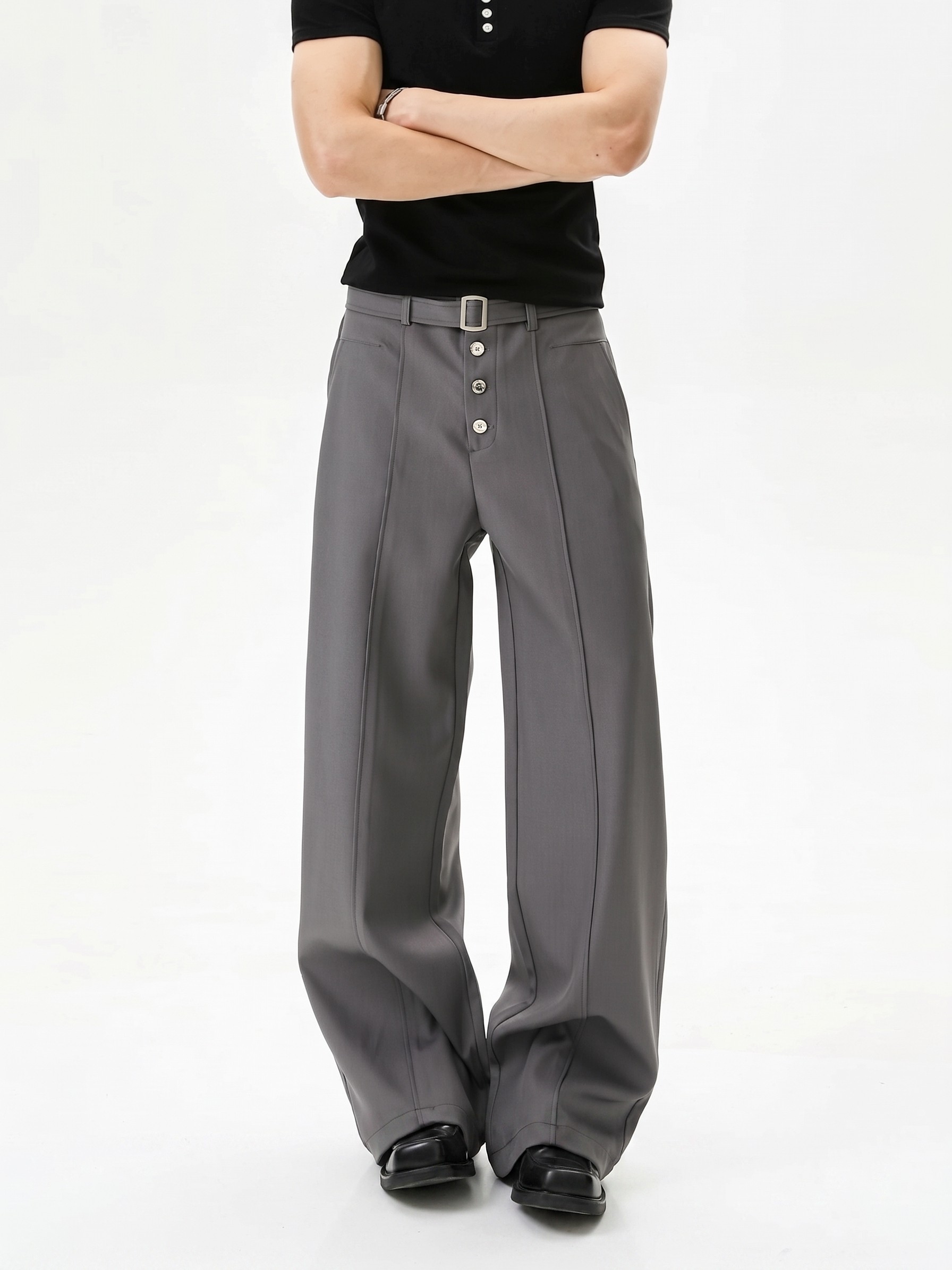 Pleated Wide-Leg Baggy Pants 即完品 Pleated Wide Leg Pants with 