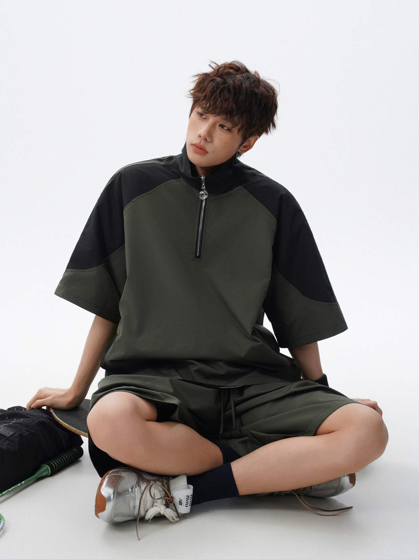 Quarter-Zip Shirt and Shorts Set | The Korean Fashion