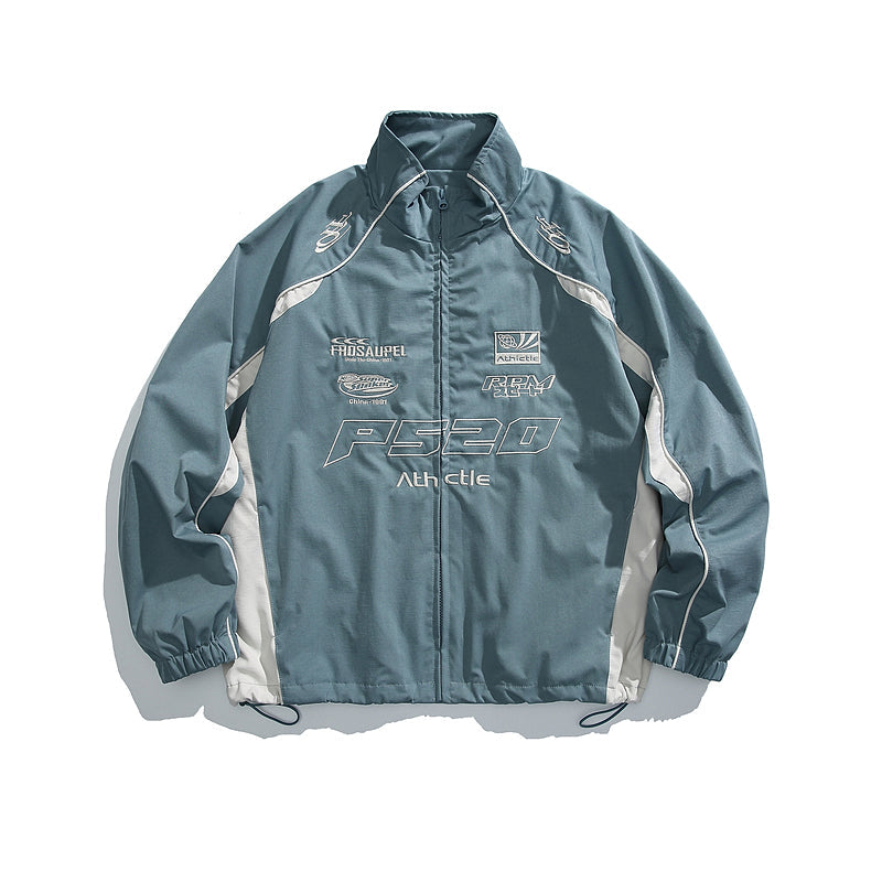 Racing Splicing Stand Collar Jacket | The Korean Fashion