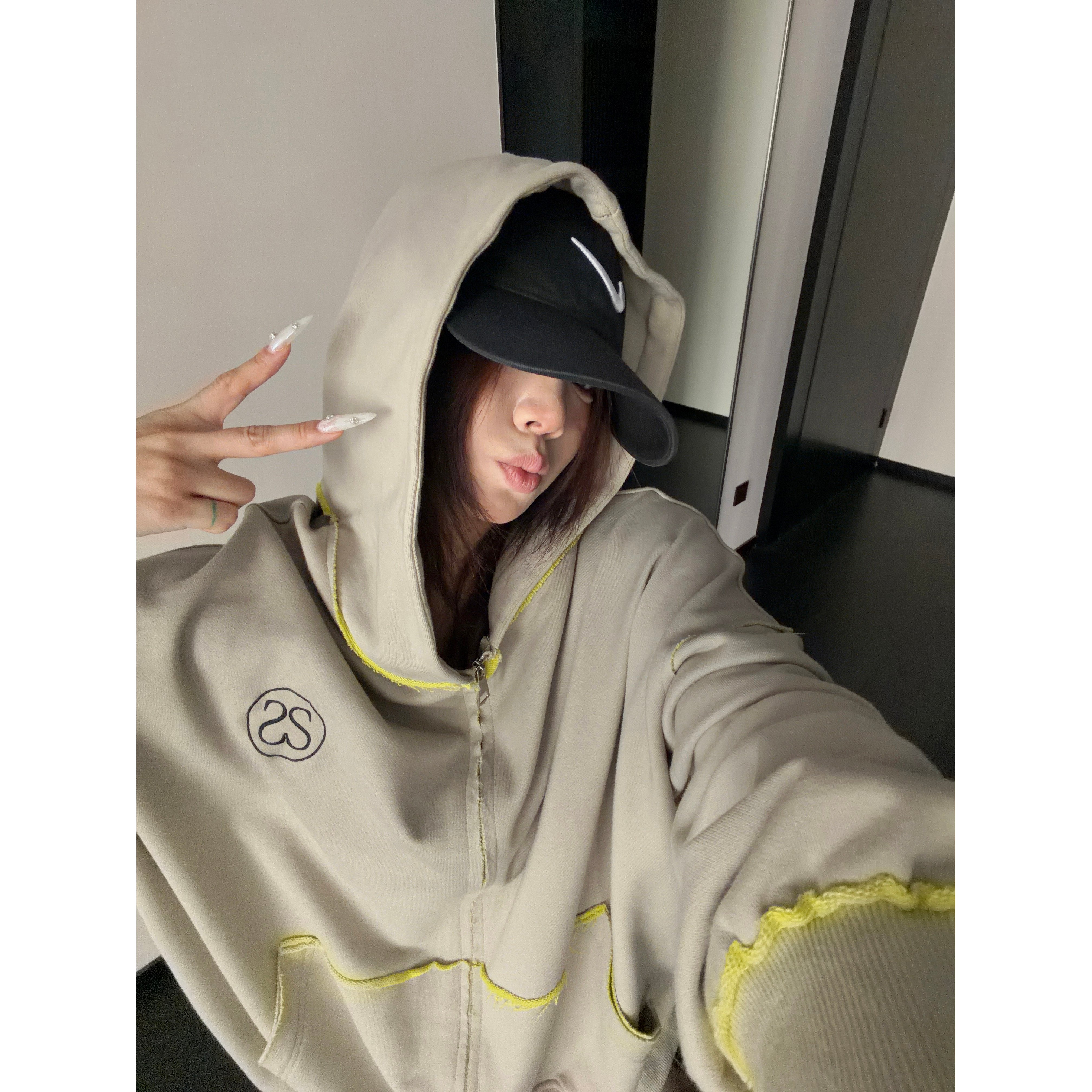 Relaxed Fit Zip-Up Hooded Jacket | The Korean Fashion
