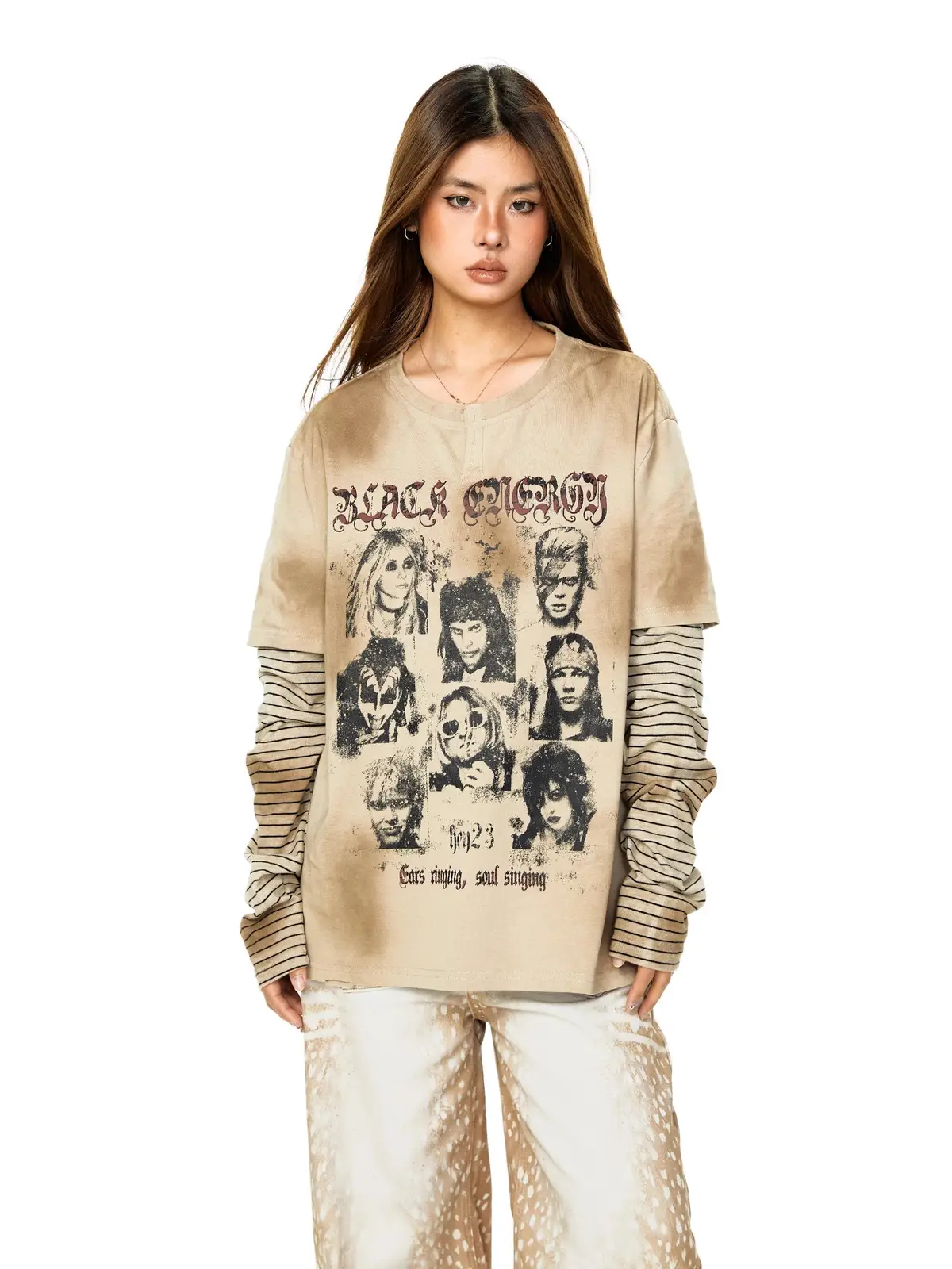 Streetwear Graphic Distressed Long Sleeve Top | The Korean Fashion