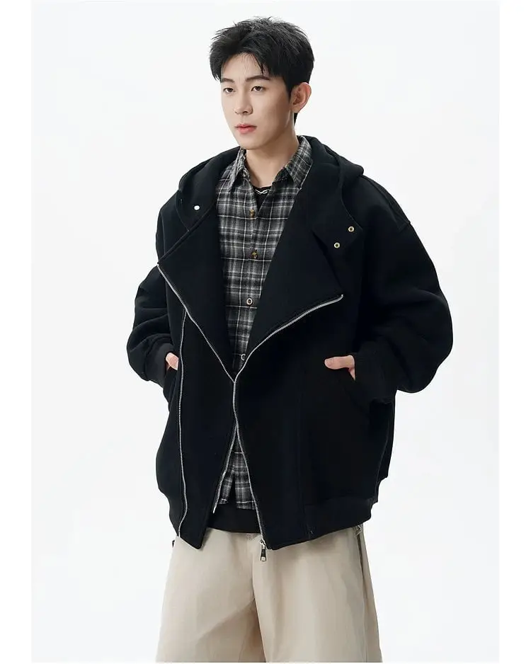Deconstructed Asymmetrical Zip Hoodie | The Korean Fashion