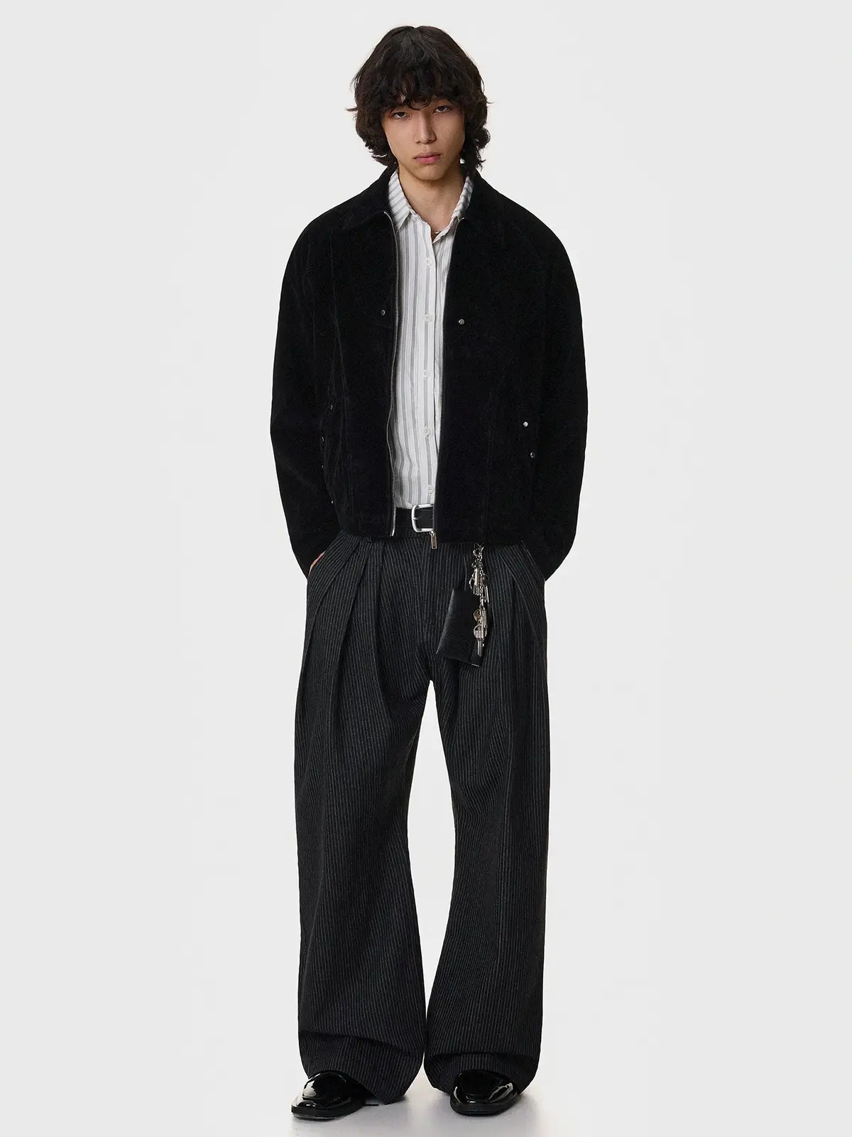 Cropped Suede Deconstructed Zip Jacket | The Korean Fashion