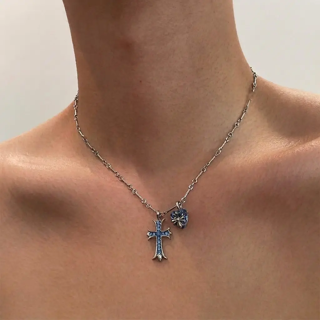 Cross Heart Pendant Necklace | The Korean Fashion