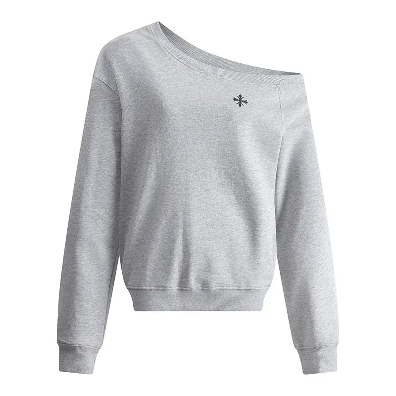 Cross Print Off-Shoulder Pullover Sweatshirt | The Korean Fashion