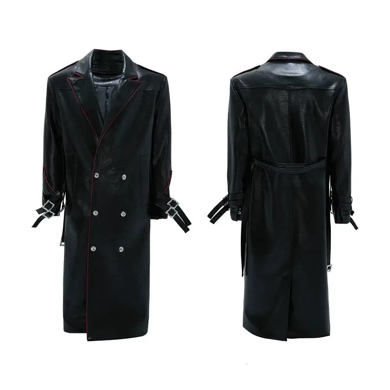 Deconstructed Crocodile-Texture Leather Coat | Korean Fashion