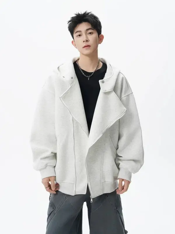 Deconstructed Asymmetrical Zip Hoodie | The Korean Fashion